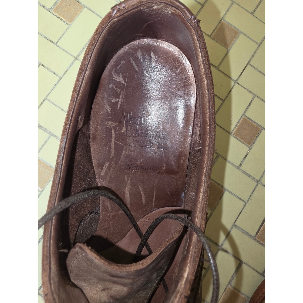 Allen Edmonds Neumok Oxford Mens 9.5 D Brown Good Wingtip Brogue Leather USA - Picture 6 of 8